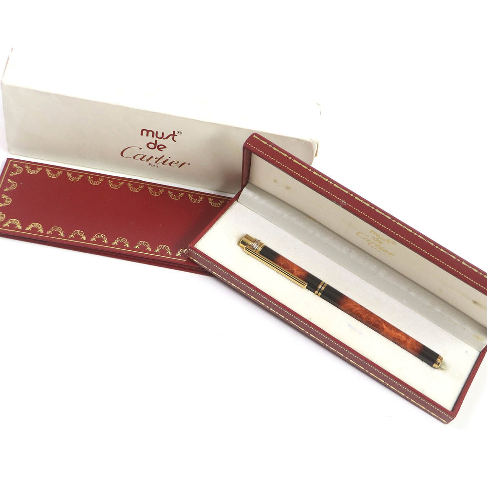 CARTIER fountain pen Nib: K18 Brown gold mens Used Authentic
