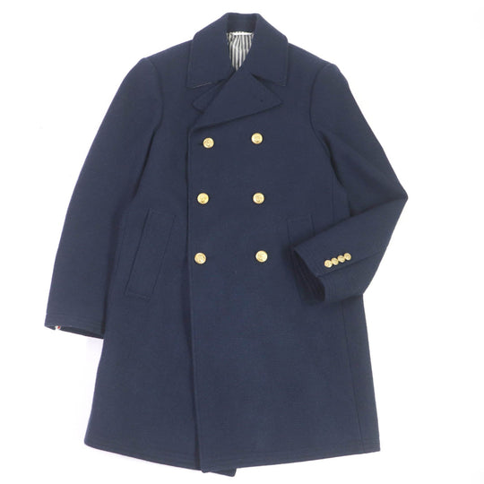THOM BROWNE Chester coat Outer: 100% wool, Lining: 100% cupra Navy mens Zero size Used Authentic