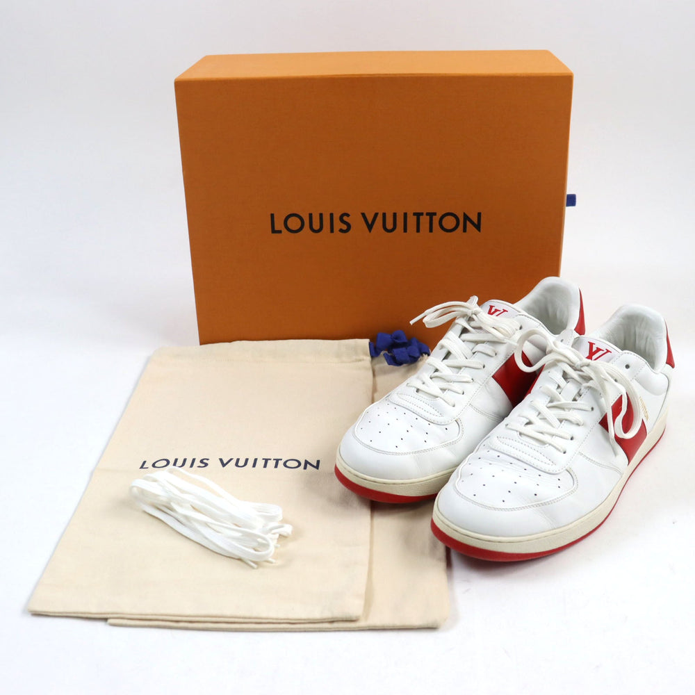 LOUIS VUITTON sneakers 1A5YOL Main: Leather White red Rivoli Line mens 8.5 Used Authentic