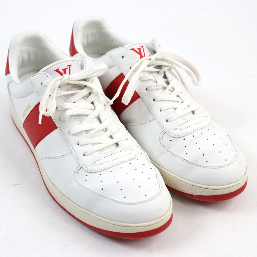 LOUIS VUITTON sneakers 1A5YOL Main: Leather White red Rivoli Line mens 8.5 Used Authentic