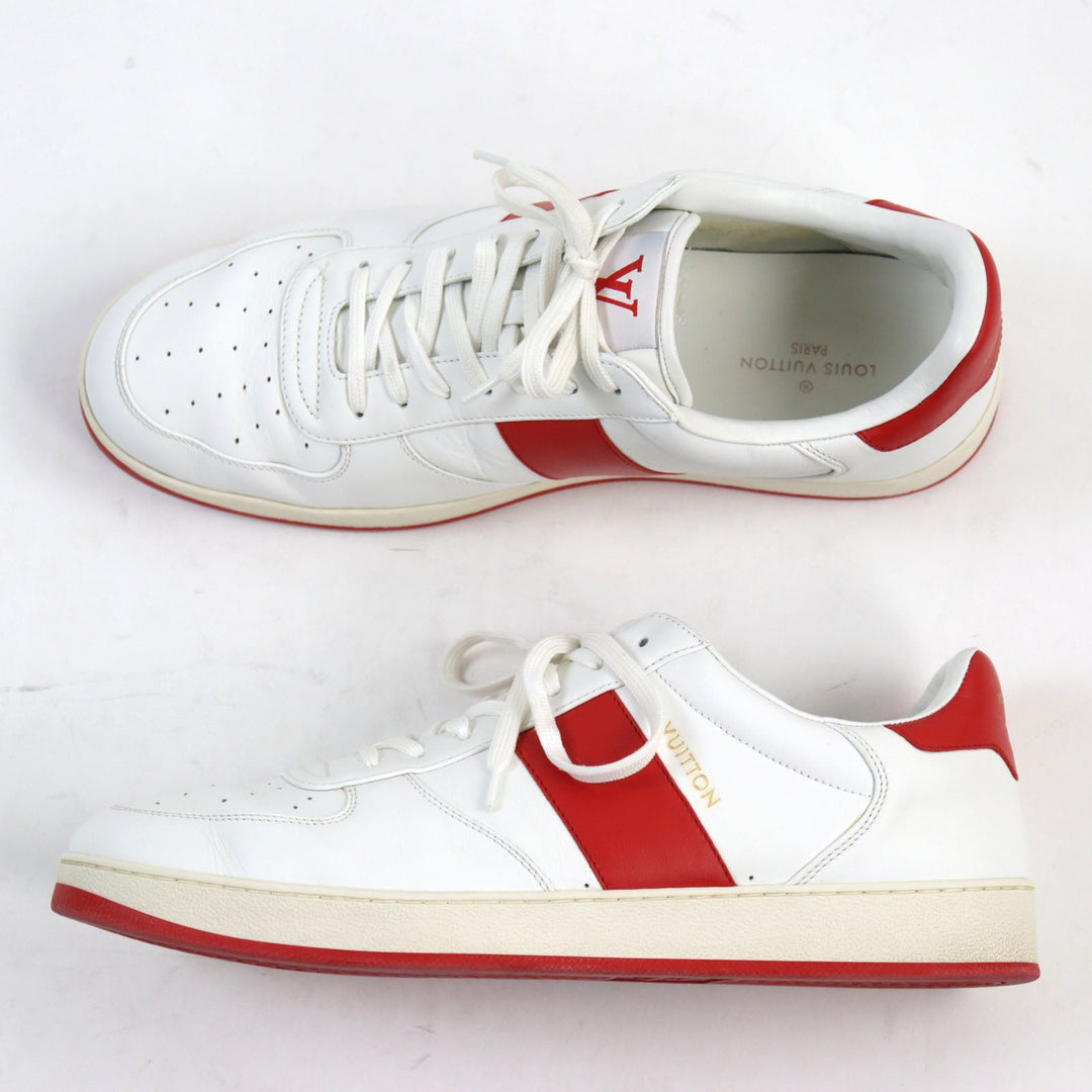 LOUIS VUITTON sneakers 1A5YOL Main: Leather White red Rivoli Line mens 8.5 Used Authentic