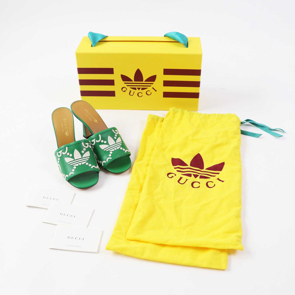 GUCCI Mule 722445 Main: Leather Green white Women 36 Used Authentic