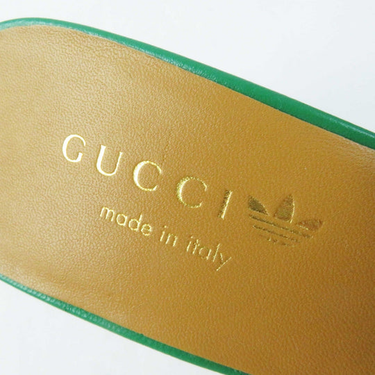 GUCCI Mule 722445 Main: Leather Green white Women 36 Used Authentic