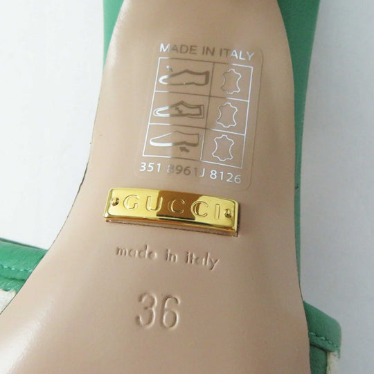 GUCCI Mule 722445 Main: Leather Green white Women 36 Used Authentic