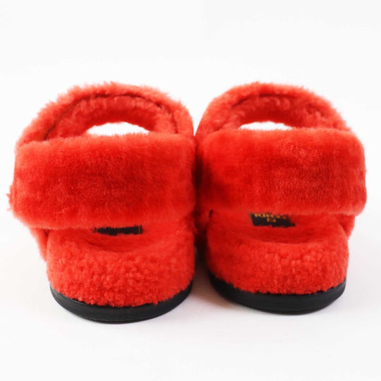 FENDI Sandals 8X8229 Sheep fur/mouton Red type Women 37 Used Authentic