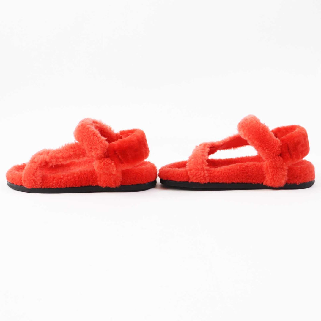 FENDI Sandals 8X8229 Sheep fur/mouton Red type Women 37 Used Authentic