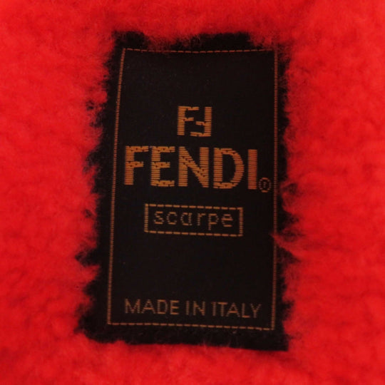FENDI Sandals 8X8229 Sheep fur/mouton Red type Women 37 Used Authentic