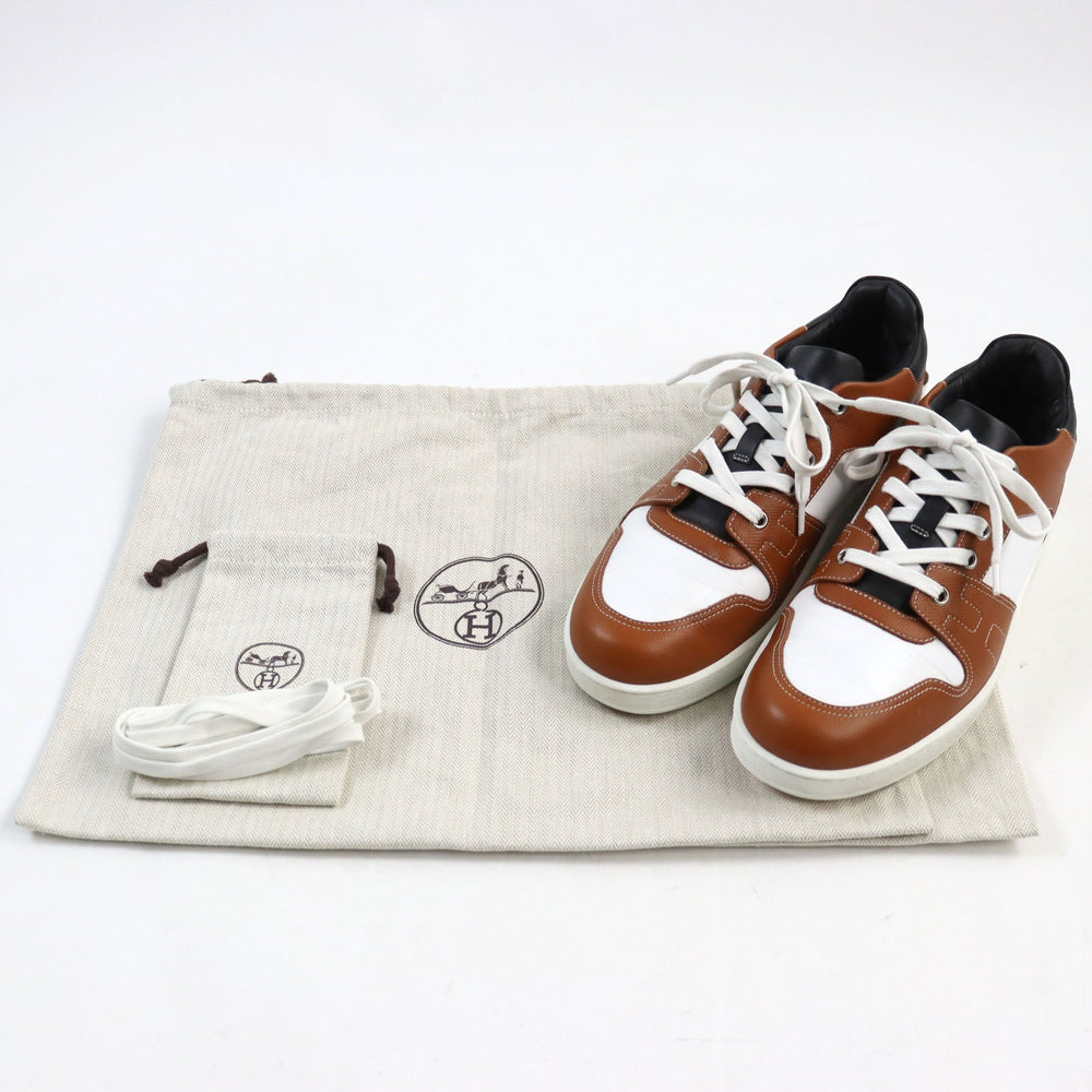 HERMES sneakers Main: Leather Brown white black free mens 39 Used Authentic