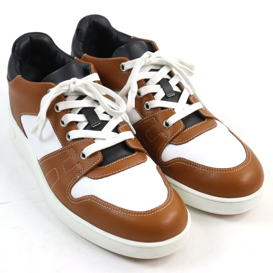 HERMES sneakers Main: Leather Brown white black free mens 39 Used Authentic