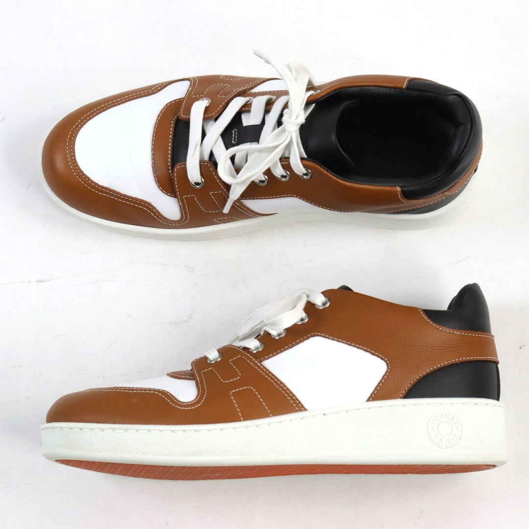 HERMES sneakers Main: Leather Brown white black free mens 39 Used Authentic