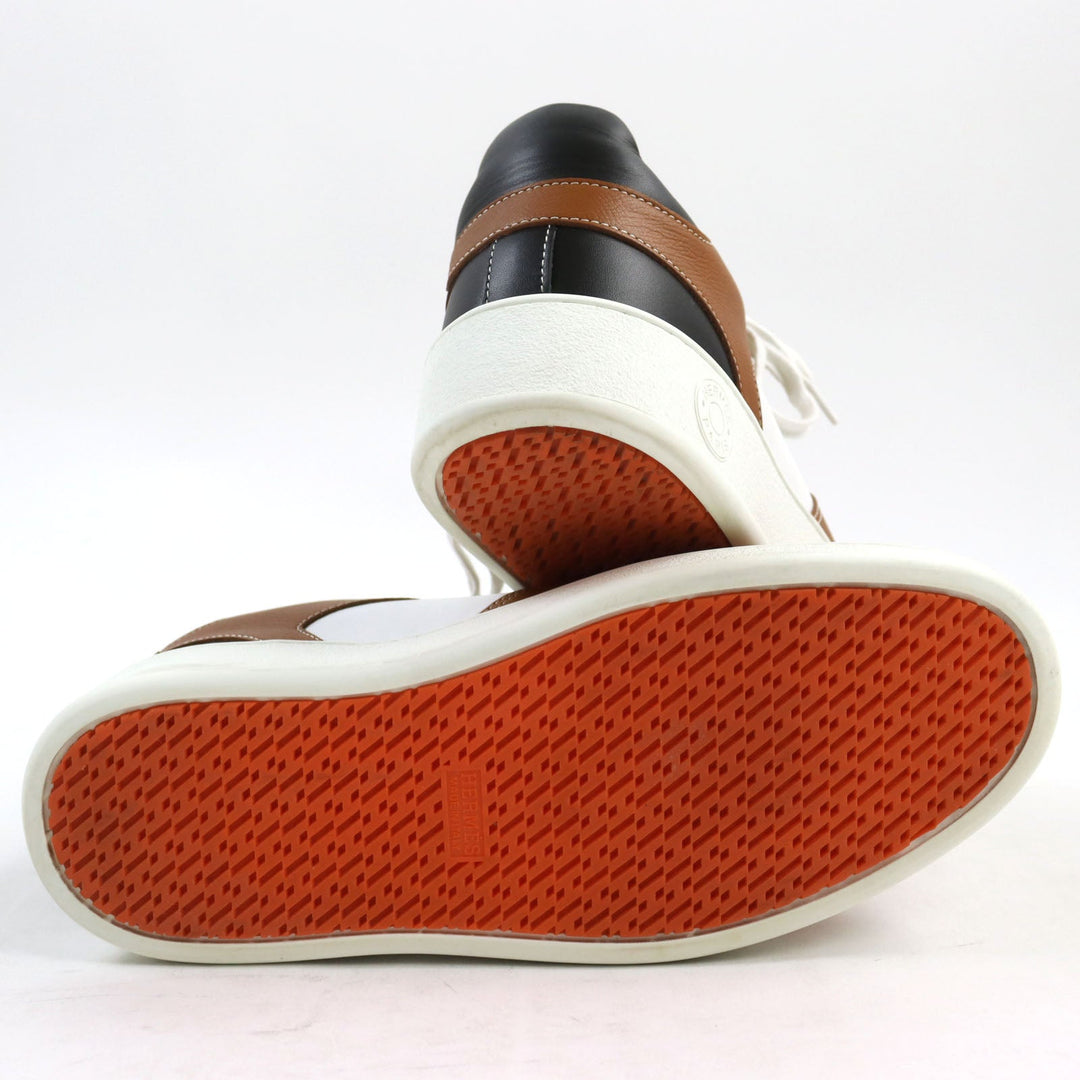 HERMES sneakers Main: Leather Brown white black free mens 39 Used Authentic