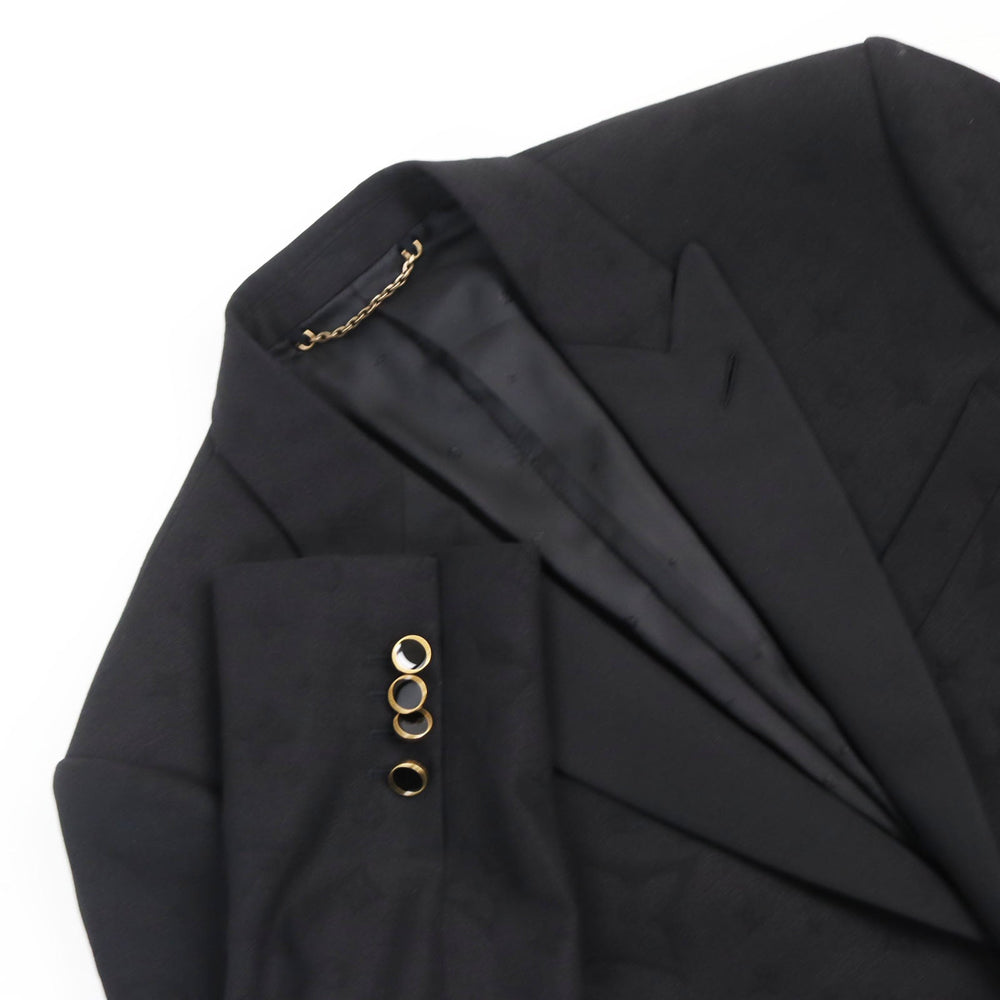 LOUIS VUITTON suit Outer: 53% polyester, Outer: 44% wool, Outer: 3% polyurethane, Lining: 75% cupra, Lining: 25% cotton black mens (Top) 46,  (Bottom) 38 Used Authentic