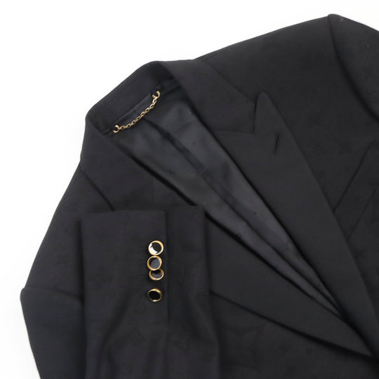 LOUIS VUITTON suit Outer: 53% polyester, Outer: 44% wool, Outer: 3% polyurethane, Lining: 75% cupra, Lining: 25% cotton black mens (Top) 46,  (Bottom) 38 Used Authentic