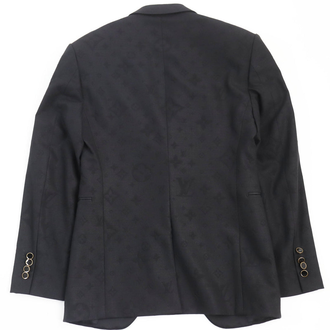 LOUIS VUITTON suit Outer: 53% polyester, Outer: 44% wool, Outer: 3% polyurethane, Lining: 75% cupra, Lining: 25% cotton black mens (Top) 46,  (Bottom) 38 Used Authentic