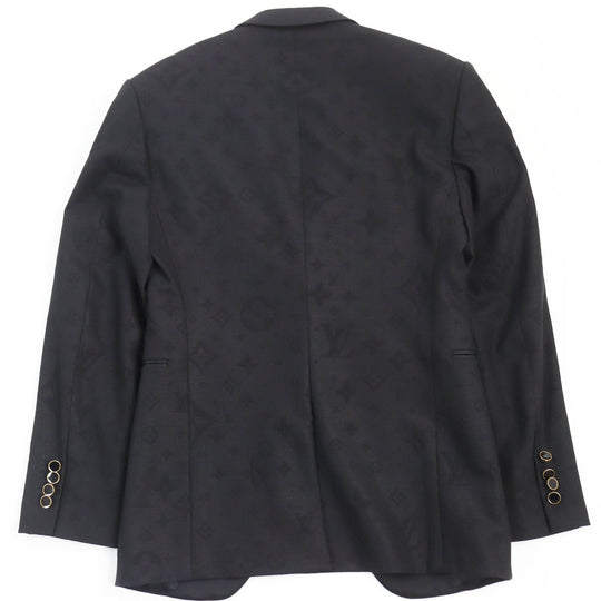 LOUIS VUITTON suit Outer: 53% polyester, Outer: 44% wool, Outer: 3% polyurethane, Lining: 75% cupra, Lining: 25% cotton black mens (Top) 46,  (Bottom) 38 Used Authentic