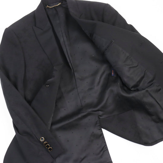 LOUIS VUITTON suit Outer: 53% polyester, Outer: 44% wool, Outer: 3% polyurethane, Lining: 75% cupra, Lining: 25% cotton black mens (Top) 46,  (Bottom) 38 Used Authentic