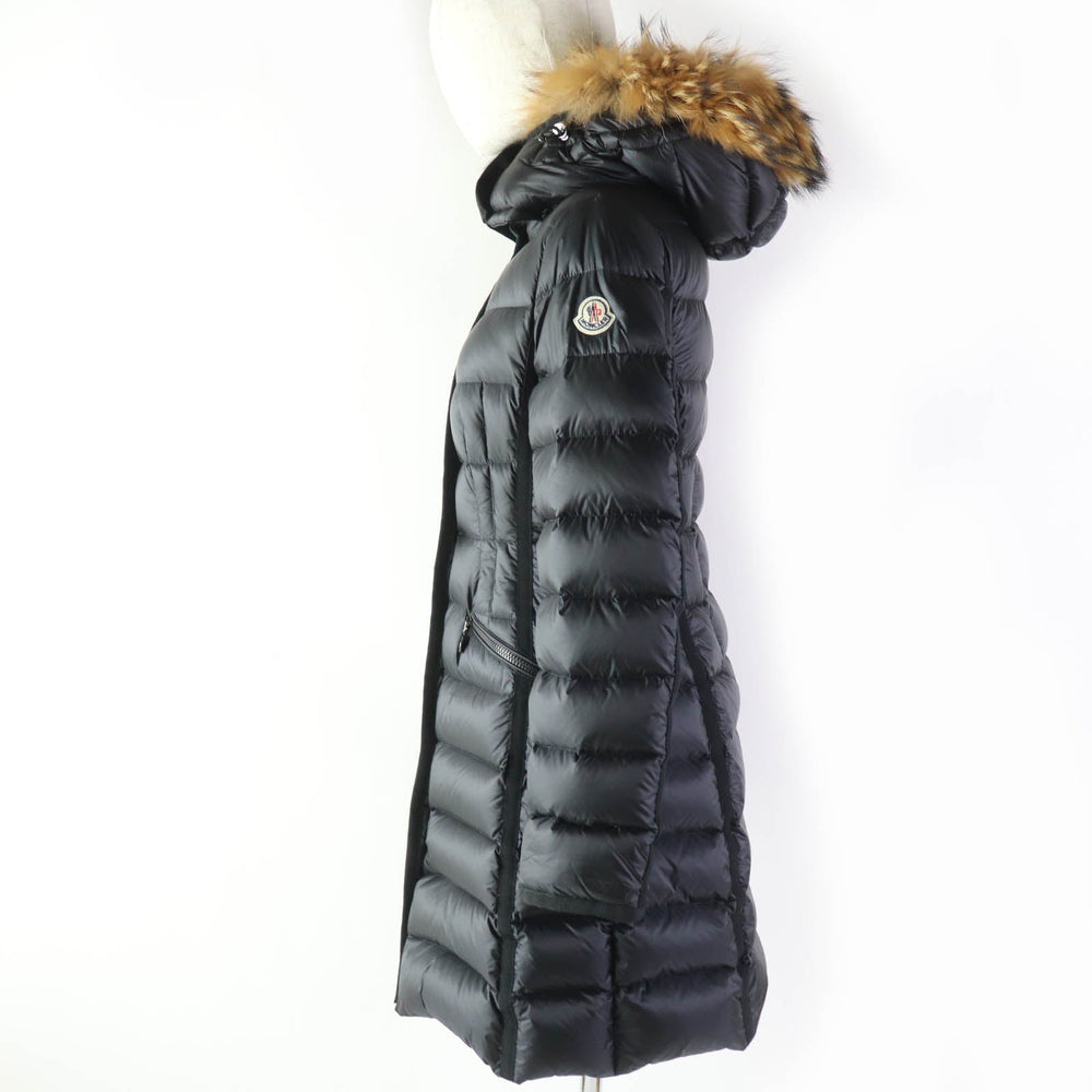 MONCLER down coat Main: 100% nylon, Lining: 100% nylon, Fur: raccoon, Filling: 90% down, Filling: 10% feather black HERMIFUR Women 00 Used Authentic