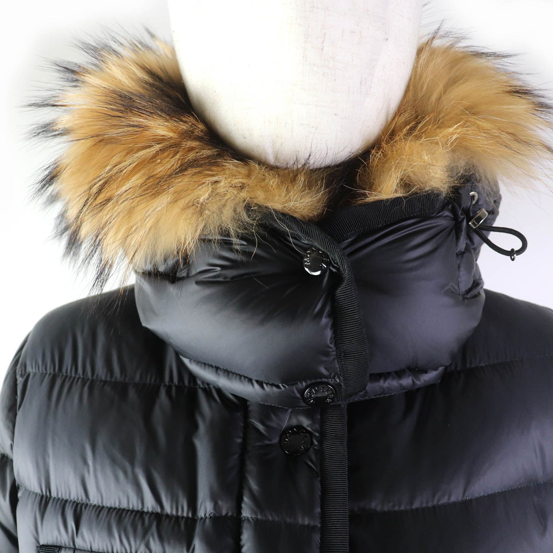 MONCLER down coat Main: 100% nylon, Lining: 100% nylon, Fur: raccoon, Filling: 90% down, Filling: 10% feather black HERMIFUR Women 00 Used Authentic