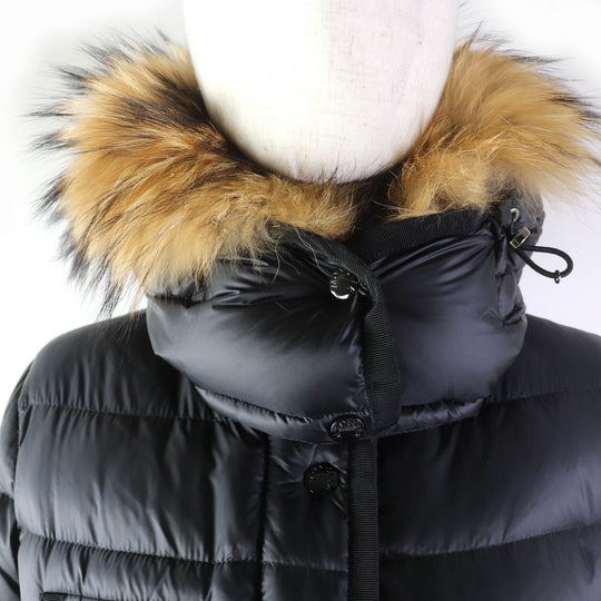 MONCLER down coat Main: 100% nylon, Lining: 100% nylon, Fur: raccoon, Filling: 90% down, Filling: 10% feather black HERMIFUR Women 00 Used Authentic