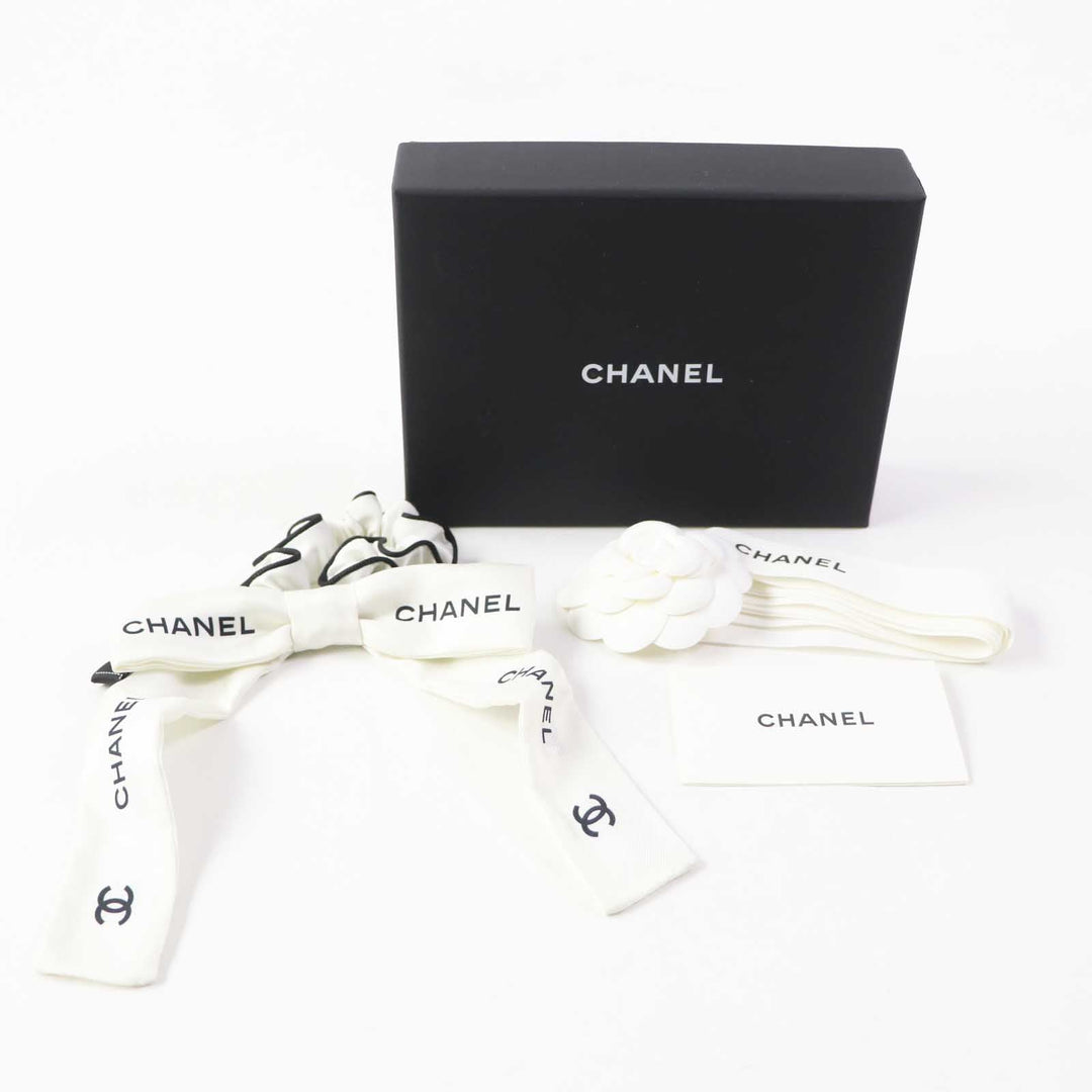CHANEL hair accessory AA8926 Main: 100% silk; Part: 100% viscose White black Women Used Authentic