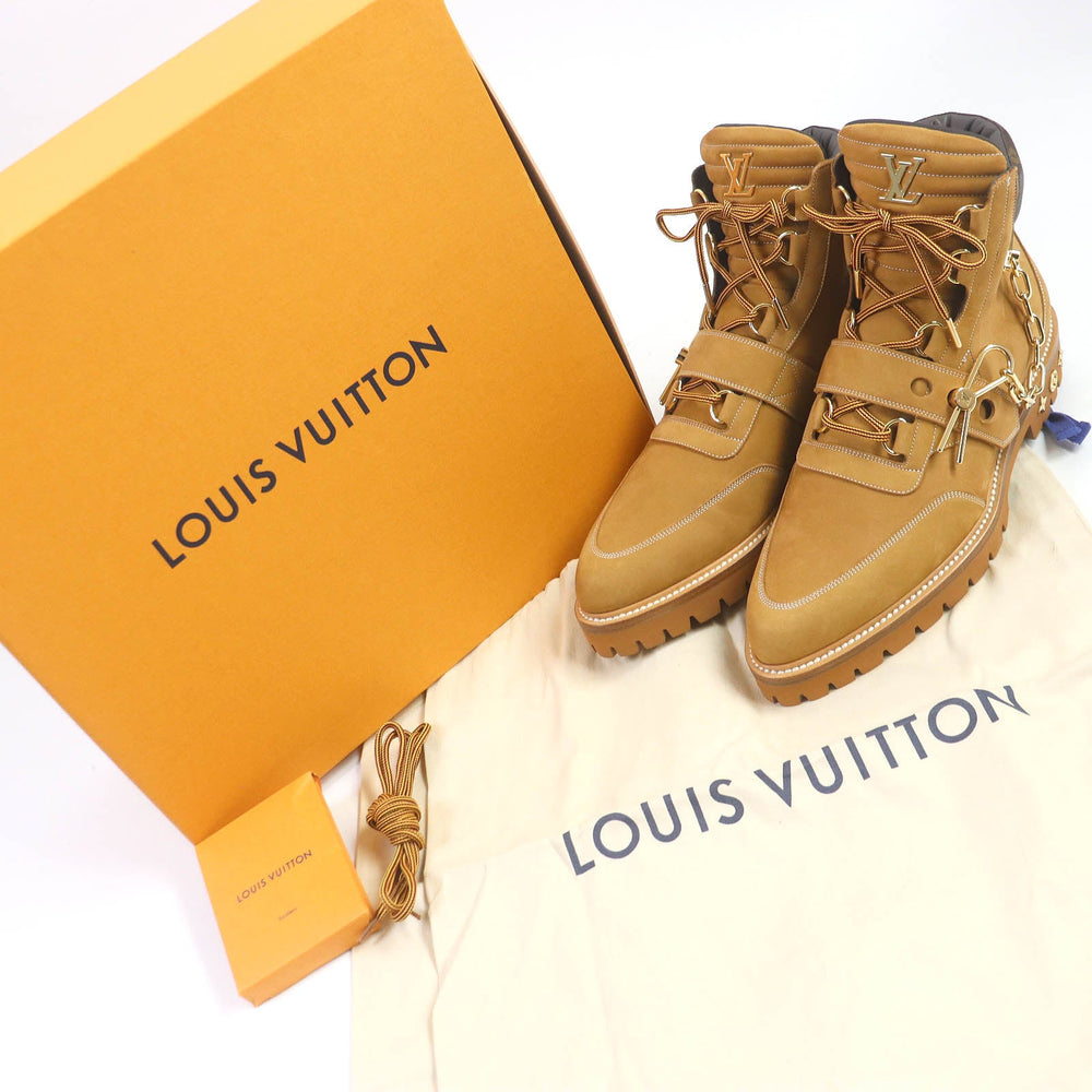 LOUIS VUITTON Ankle boots Main:Nubuck beige LV Creeper Line mens 8 Used Authentic