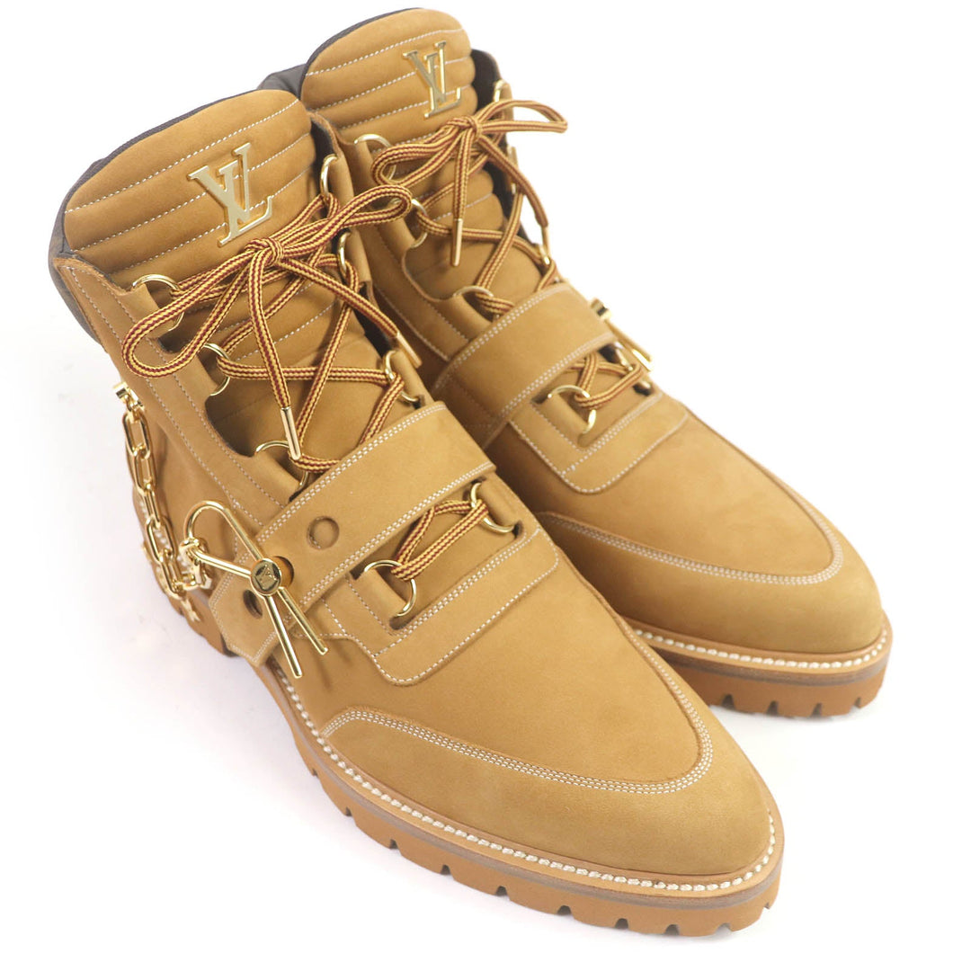 LOUIS VUITTON Ankle boots Main:Nubuck beige LV Creeper Line mens 8 Used Authentic