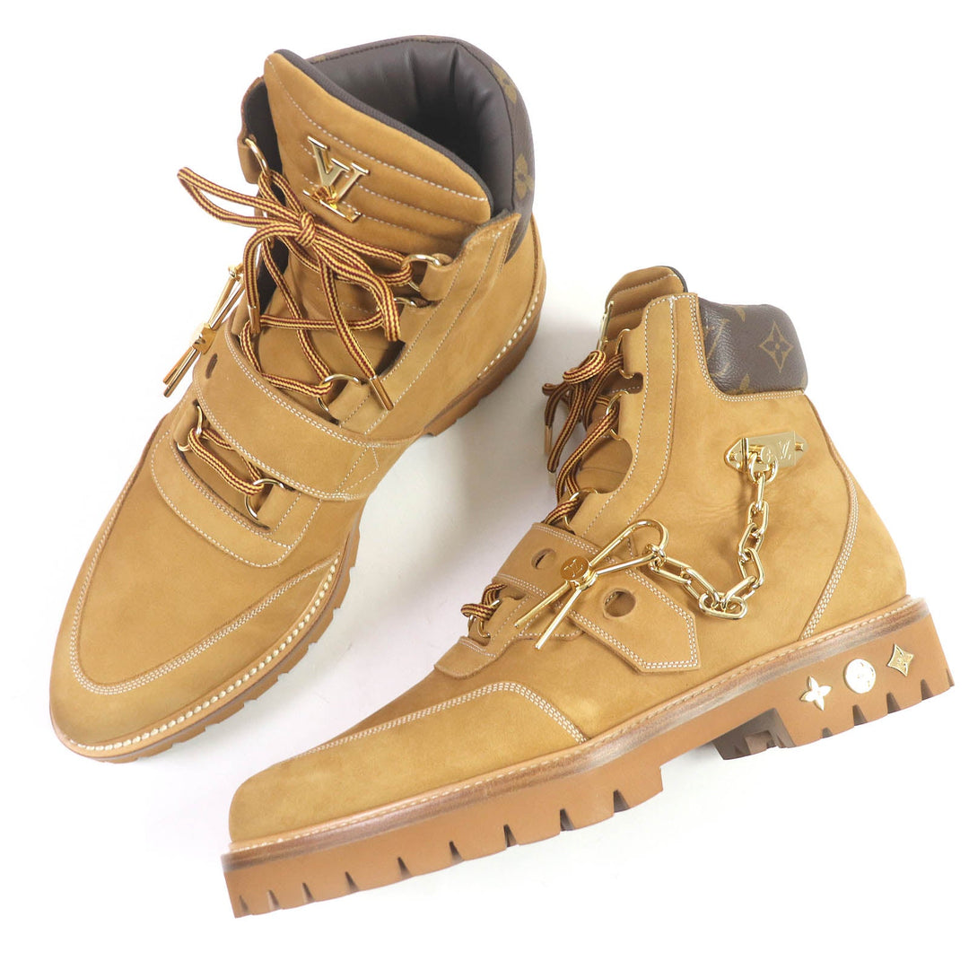 LOUIS VUITTON Ankle boots Main:Nubuck beige LV Creeper Line mens 8 Used Authentic