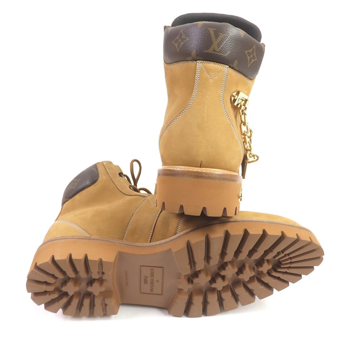 LOUIS VUITTON Ankle boots Main:Nubuck beige LV Creeper Line mens 8 Used Authentic
