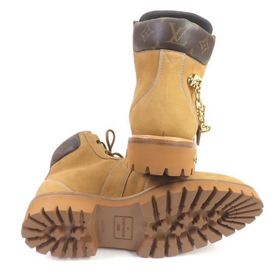 LOUIS VUITTON Ankle boots Main:Nubuck beige LV Creeper Line mens 8 Used Authentic