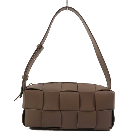 BOTTEGAVENETA Shoulder Bag 729166 Main: Leather Taupe (Greige) Small Brick Cassette Women Used Authentic