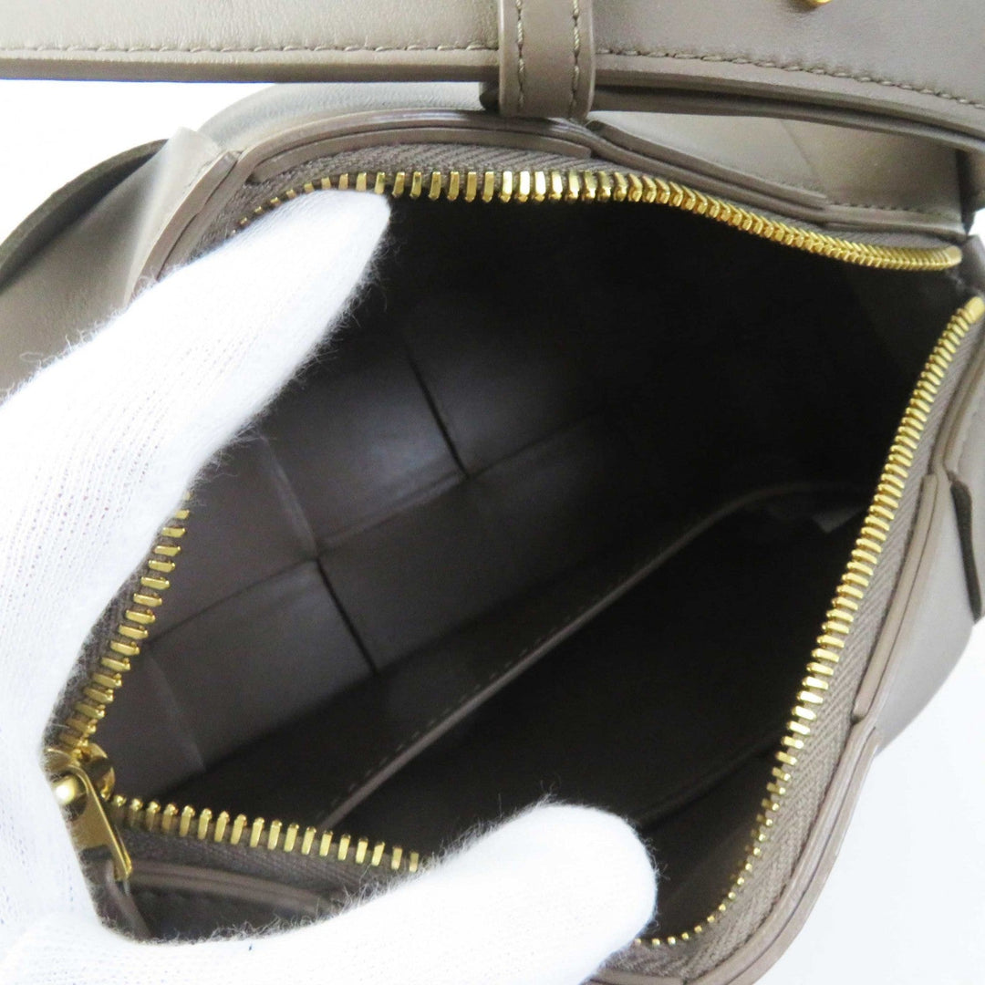 BOTTEGAVENETA Shoulder Bag 729166 Main: Leather Taupe (Greige) Small Brick Cassette Women Used Authentic