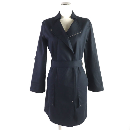HERMES coat Outer: 97% cotton, Outer: 3% silk, Lining: 100% cotton Navy Women 34 Used Authentic