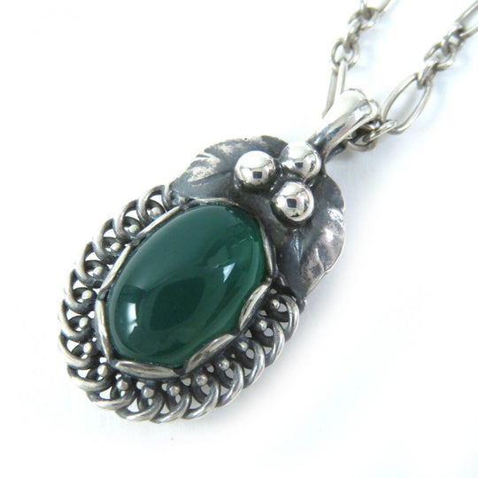 Georg Jensen Necklace 1992-2012 Main: SV925, Part: Green Agate Silver Green Women Used Authentic