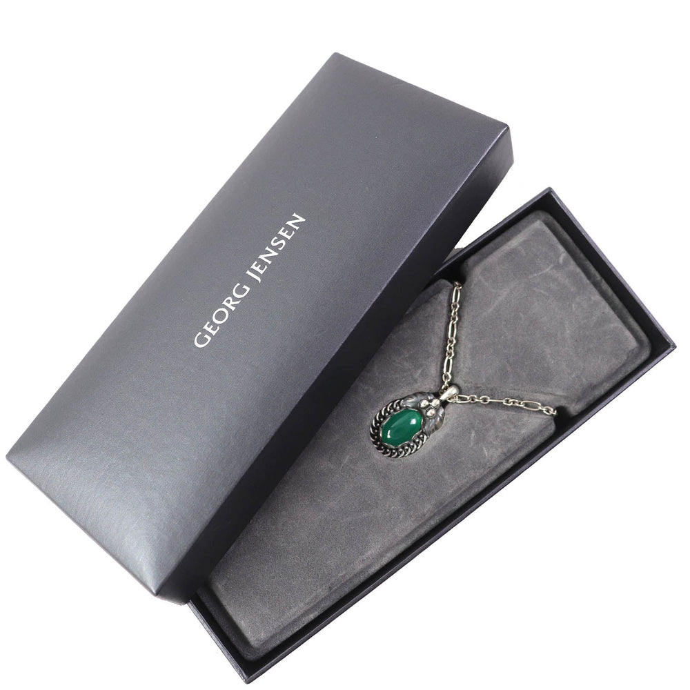 Georg Jensen Necklace 1992-2012 Main: SV925, Part: Green Agate Silver Green Women Used Authentic