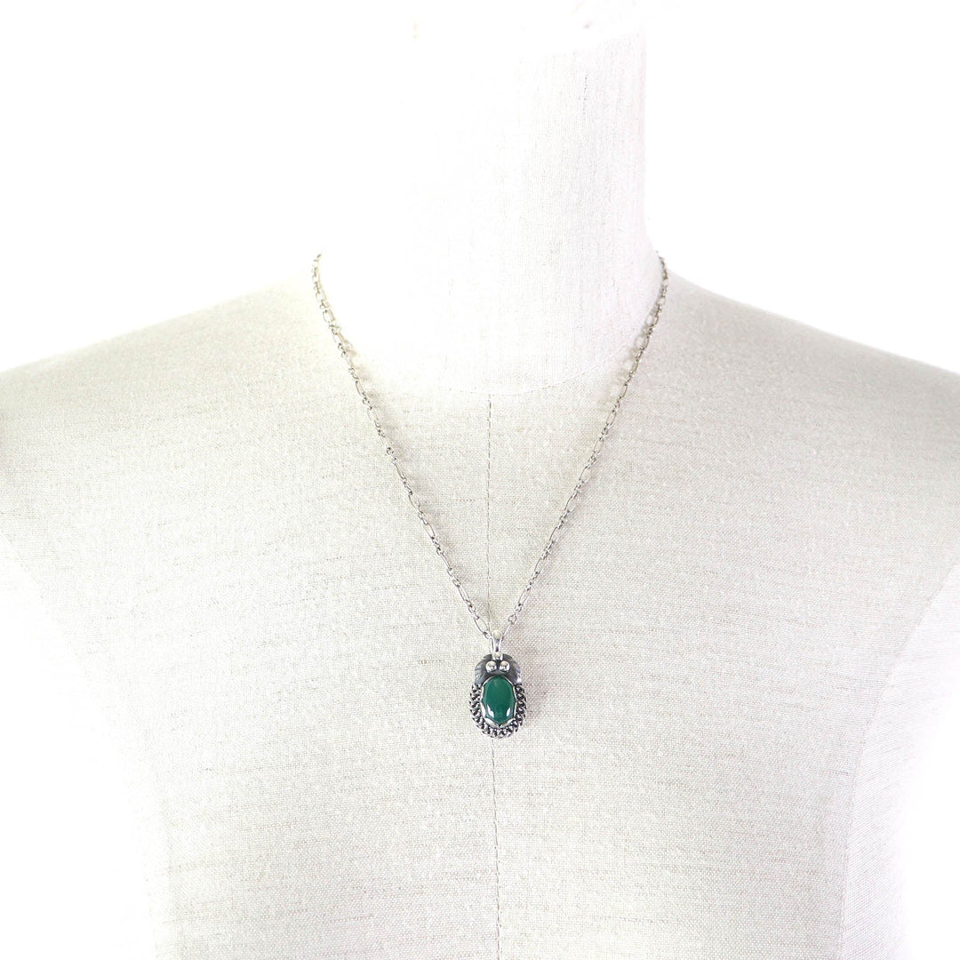 Georg Jensen Necklace 1992-2012 Main: SV925, Part: Green Agate Silver Green Women Used Authentic