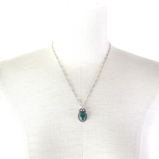 Georg Jensen Necklace 1992-2012 Main: SV925, Part: Green Agate Silver Green Women Used Authentic