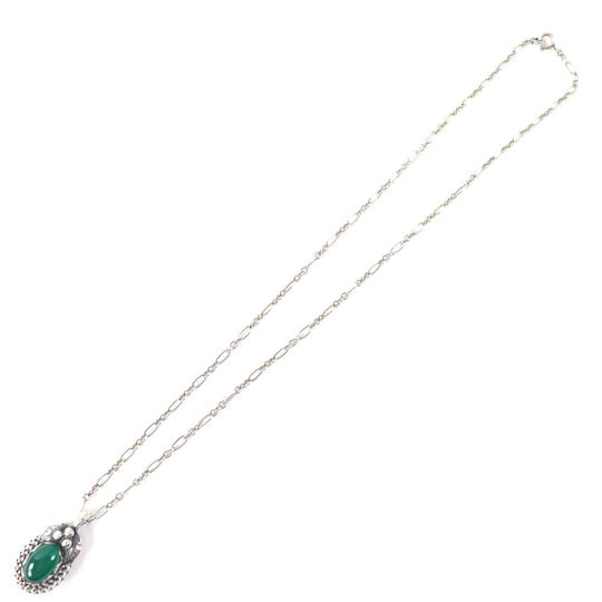Georg Jensen Necklace 1992-2012 Main: SV925, Part: Green Agate Silver Green Women Used Authentic