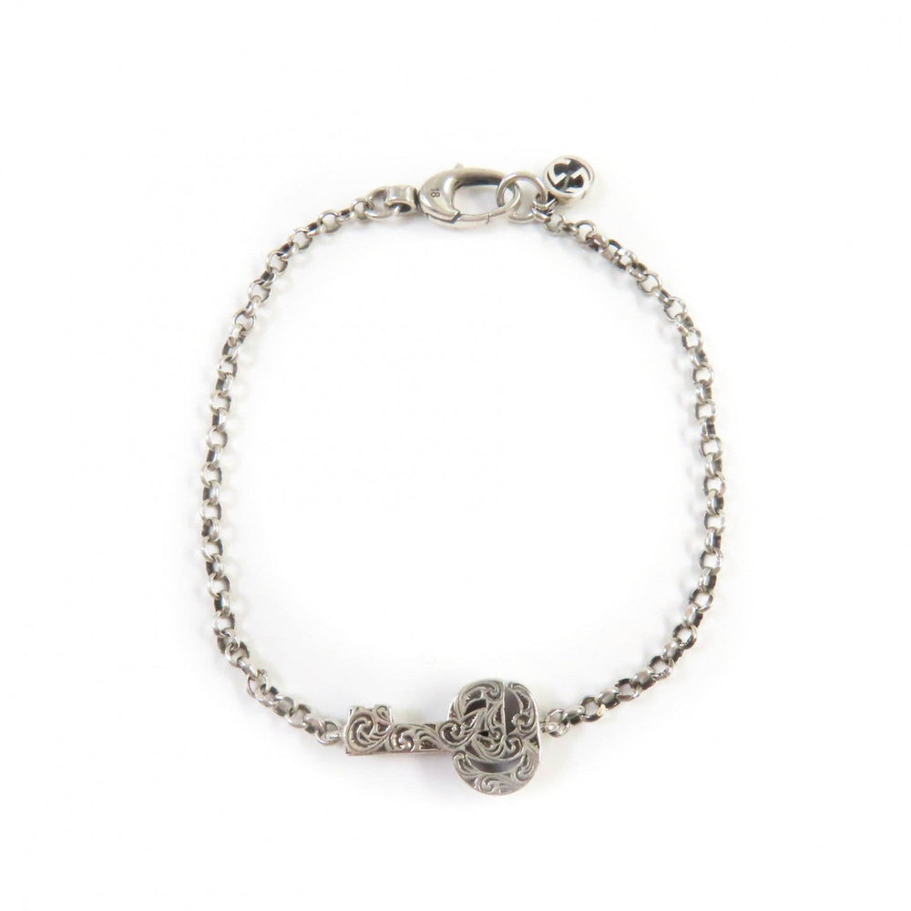 GUCCI bracelet 632207 Main�FAG925 Silver double g key bracelet Women 18 Used Authentic