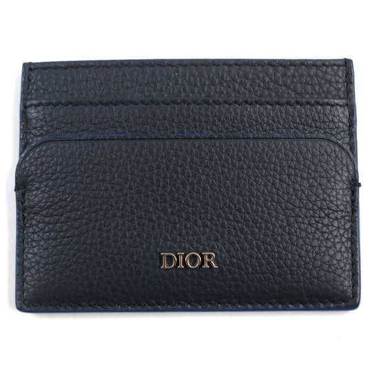 Dior HOMME Card Case Main: Leather Navy blue mens Used Authentic