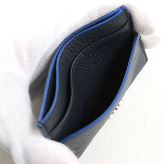 Dior HOMME Card Case Main: Leather Navy blue mens Used Authentic