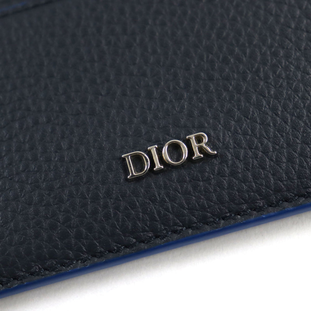 Dior HOMME Card Case Main: Leather Navy blue mens Used Authentic