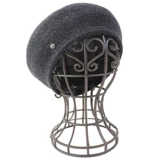 HERMES beret Outer: 70% wool, Outer: 30% cashmere, Lining: 65% rayon, Lining: 35% silk Charcoal gray Saint Honor Women 58 Used Authentic