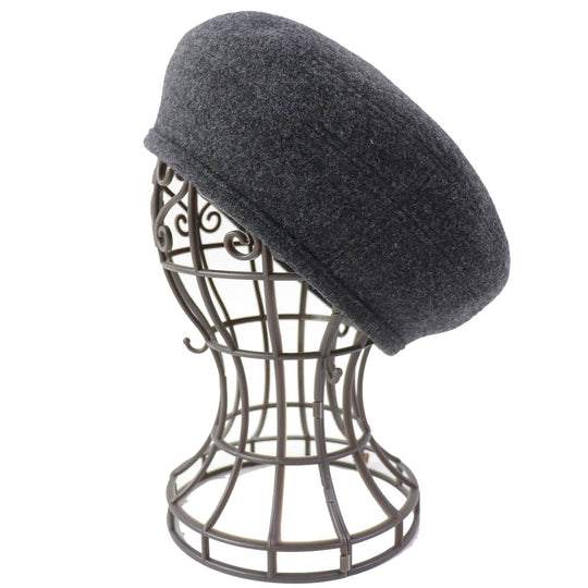 HERMES beret Outer: 70% wool, Outer: 30% cashmere, Lining: 65% rayon, Lining: 35% silk Charcoal gray Saint Honor Women 58 Used Authentic