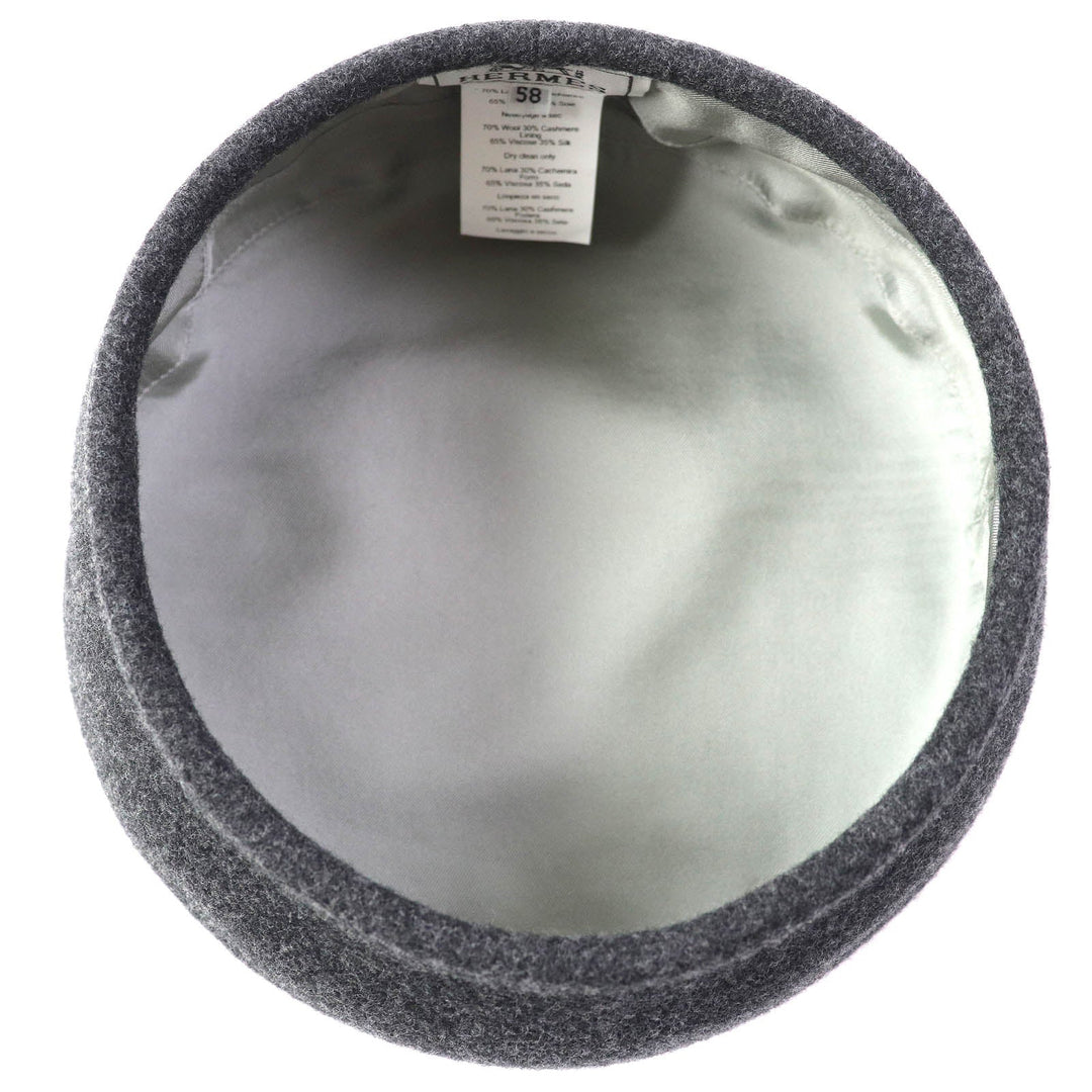 HERMES beret Outer: 70% wool, Outer: 30% cashmere, Lining: 65% rayon, Lining: 35% silk Charcoal gray Saint Honor Women 58 Used Authentic
