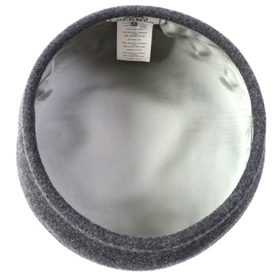 HERMES beret Outer: 70% wool, Outer: 30% cashmere, Lining: 65% rayon, Lining: 35% silk Charcoal gray Saint Honor Women 58 Used Authentic