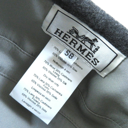 HERMES beret Outer: 70% wool, Outer: 30% cashmere, Lining: 65% rayon, Lining: 35% silk Charcoal gray Saint Honor Women 58 Used Authentic