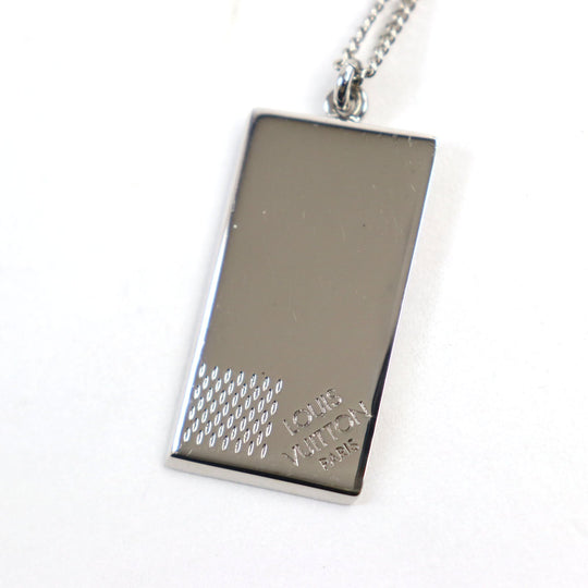 LOUIS VUITTON Necklace M61972 brass Silver corrier plaque mens Used Authentic