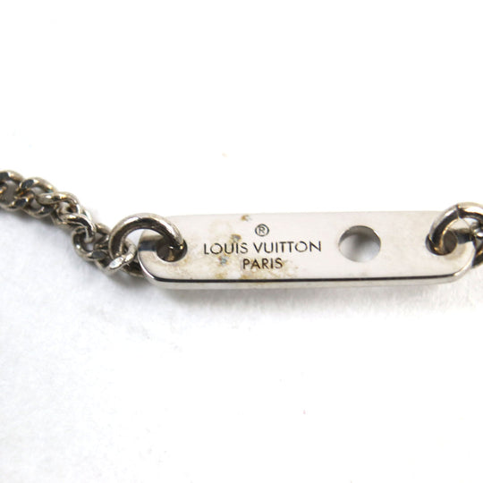 LOUIS VUITTON Necklace M61972 brass Silver corrier plaque mens Used Authentic