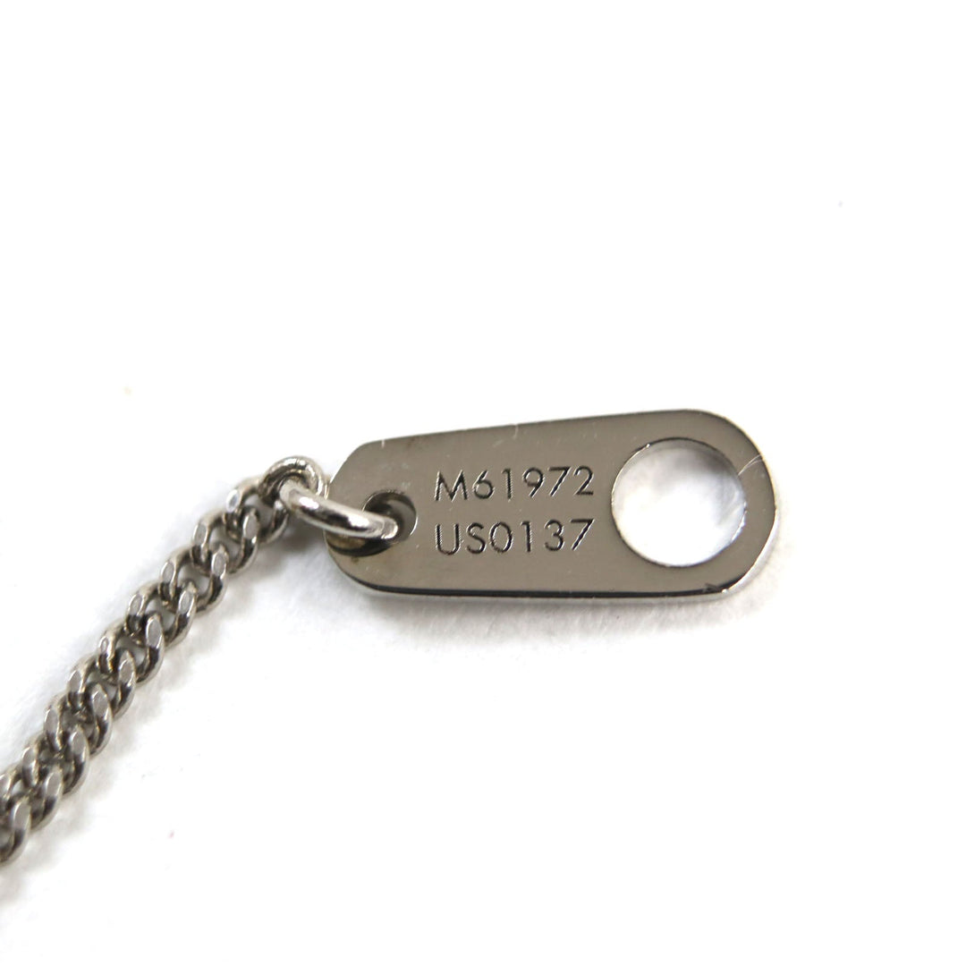 LOUIS VUITTON Necklace M61972 brass Silver corrier plaque mens Used Authentic