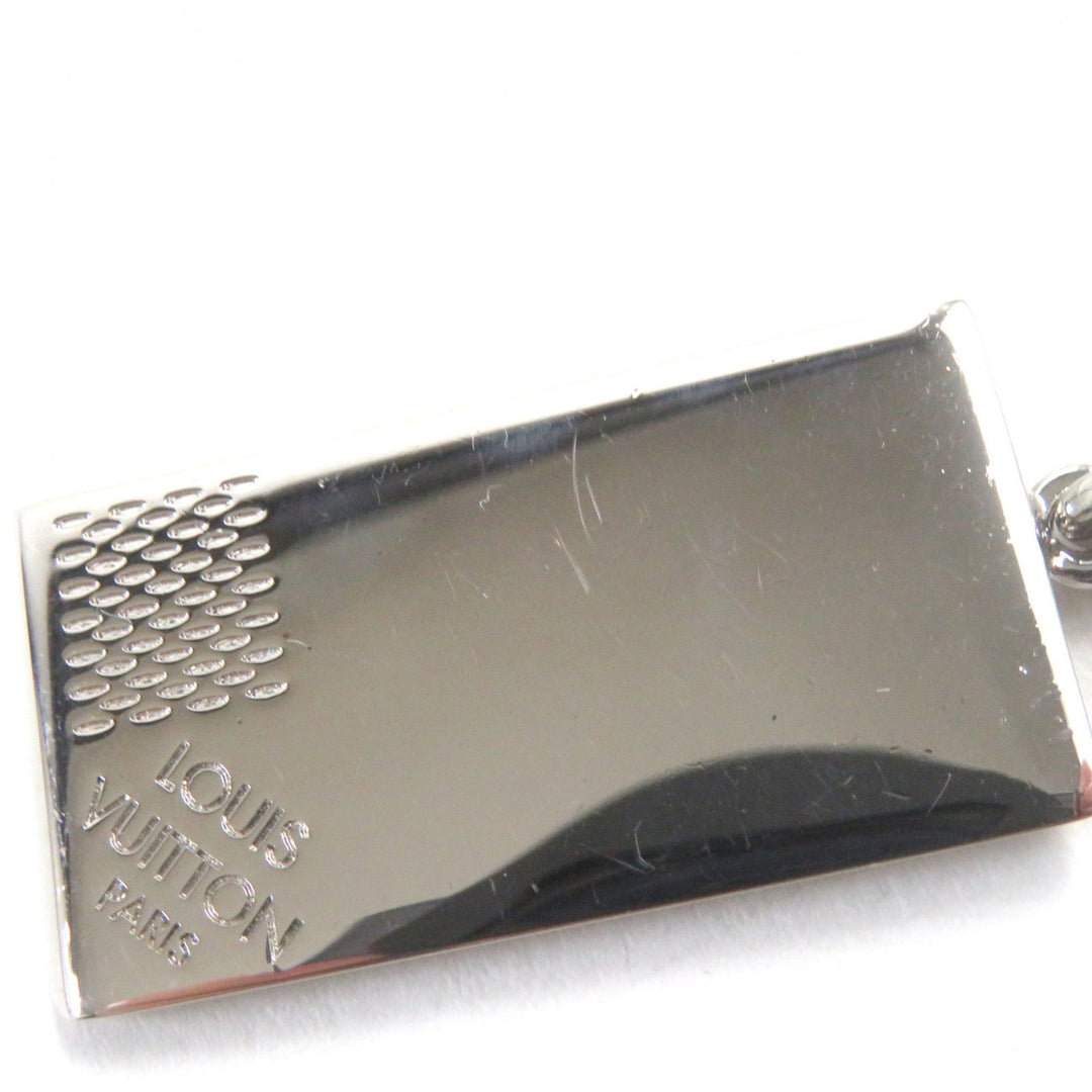LOUIS VUITTON Necklace M61972 brass Silver corrier plaque mens Used Authentic